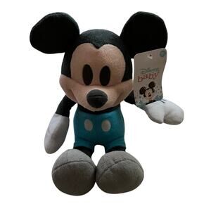 Disney Baby My First Mickey Mouse Blue Gray 14 “ Long Plush Toy Stuffed Animal